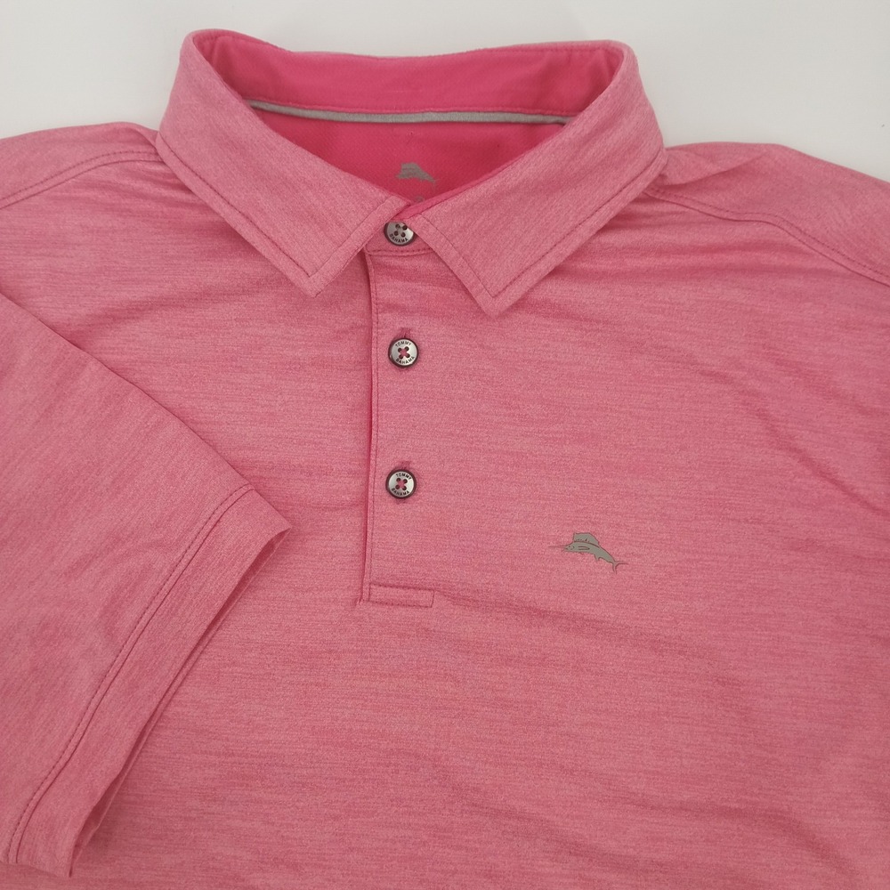 Tommy Bahama Mens Pink Heather Island zone light weight Logo Polo Shirt Sz.M